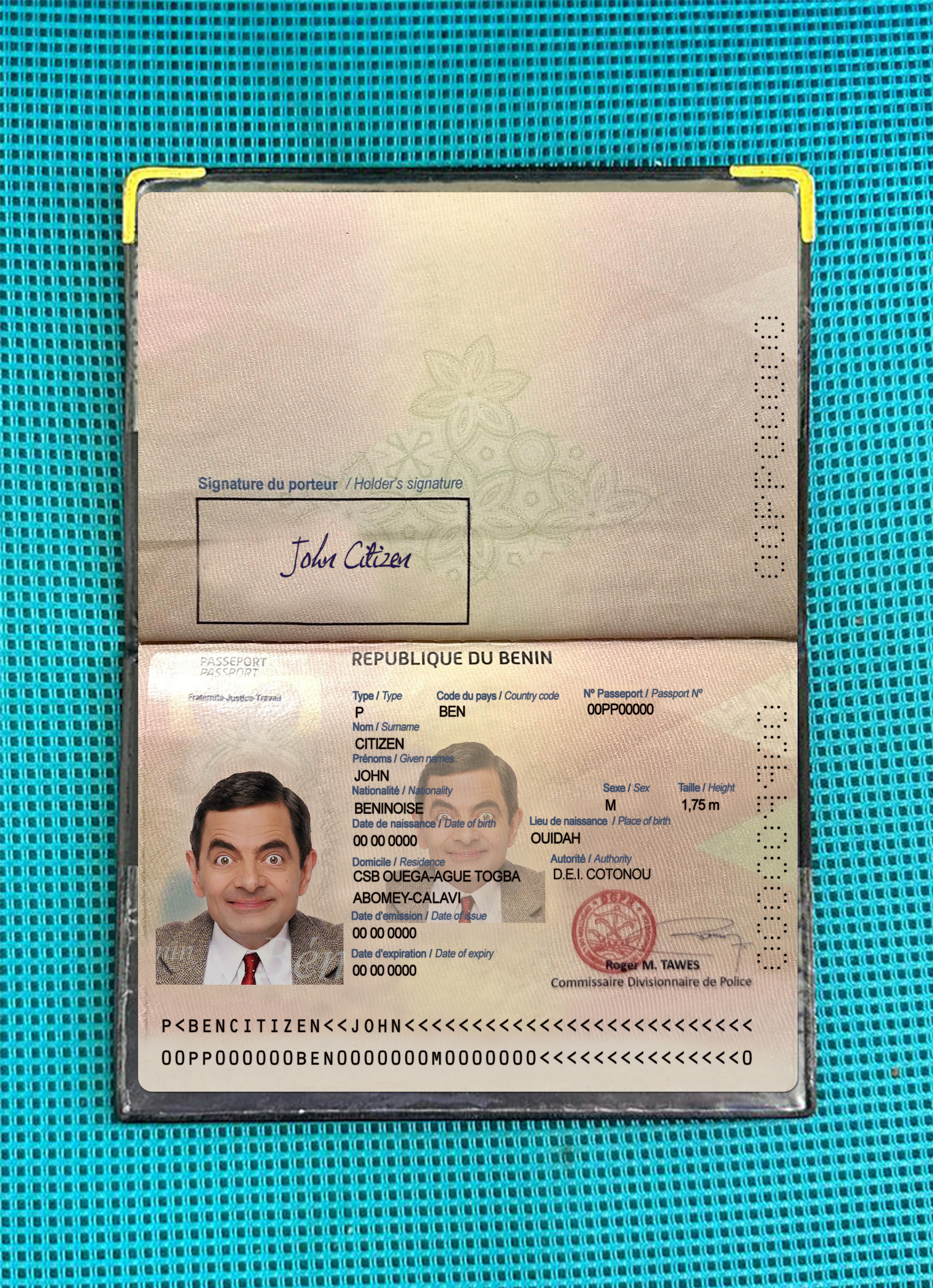 Benin passport 2022 present photolook PSD template